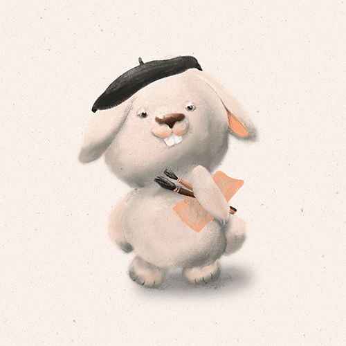 Illustration of an artist bunny